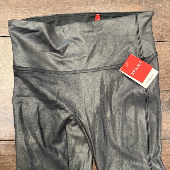 SPANX Charcoal Faux Leather Leggings - Picture 2 of 6